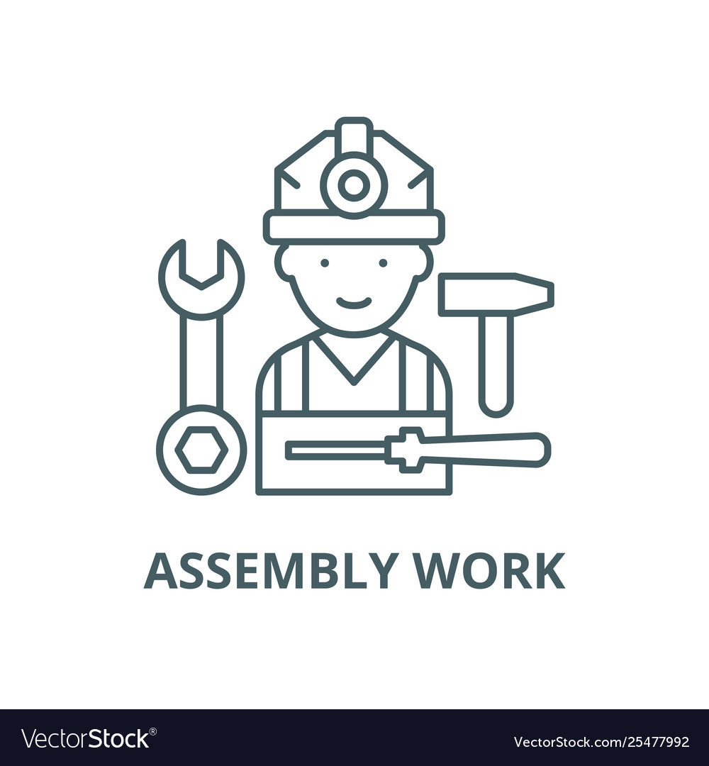 Assembly work line icon linear concept vector image Assembly work line icon linear concept