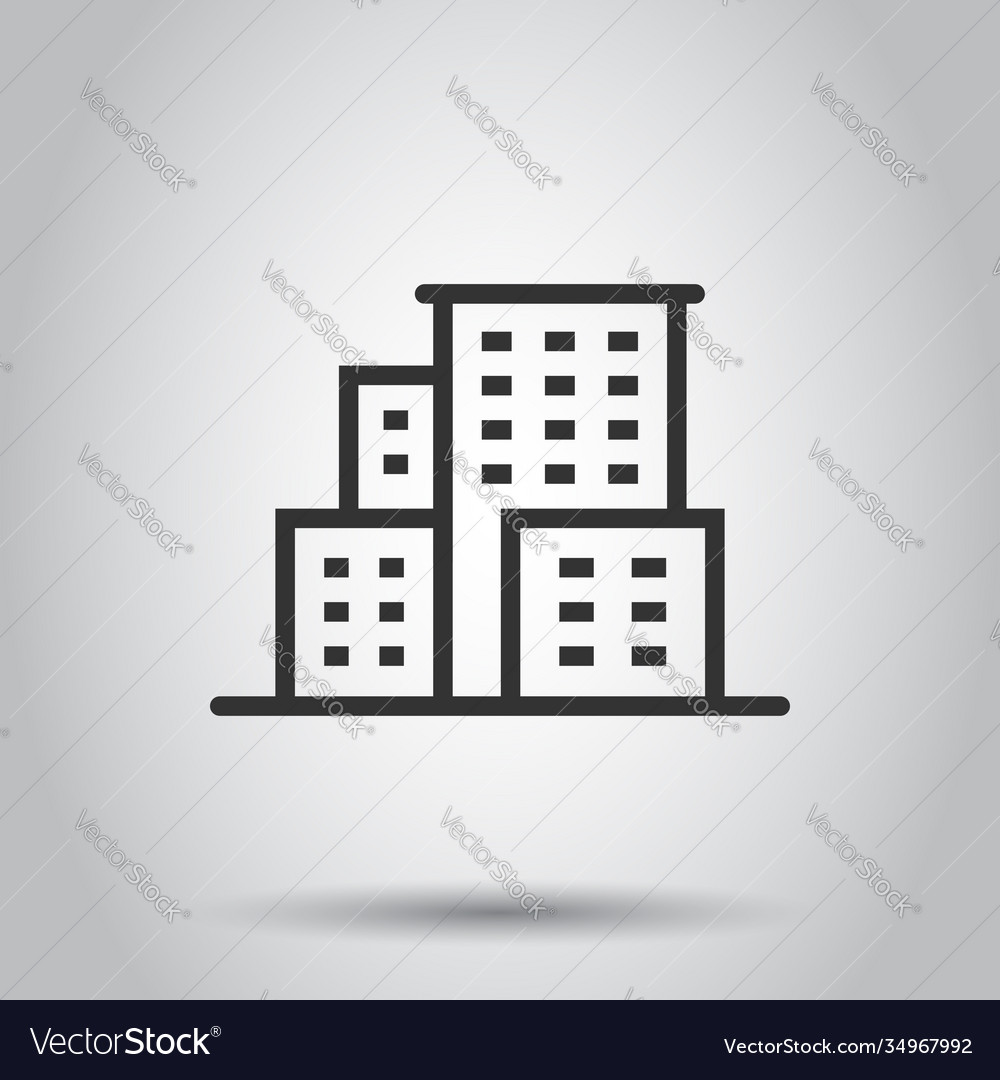 Building icon in flat style town skyscraper