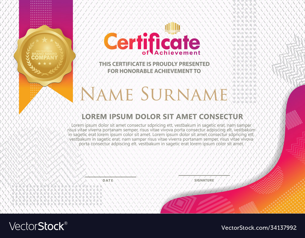 Certificate template with texture modern pattern vector image Certificate template with texture modern pattern