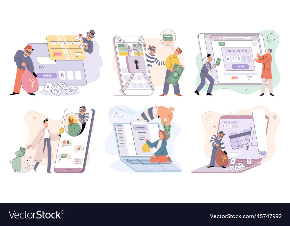 Concept of hacker attack fraud investigation vector image Concept of hacker attack fraud investigation