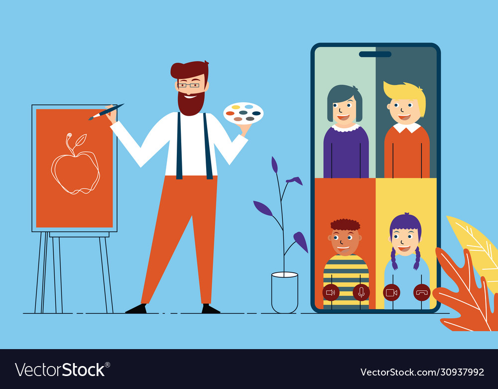 Education at home art teacher training children Vector Image Education at home art teacher training children Vector Image