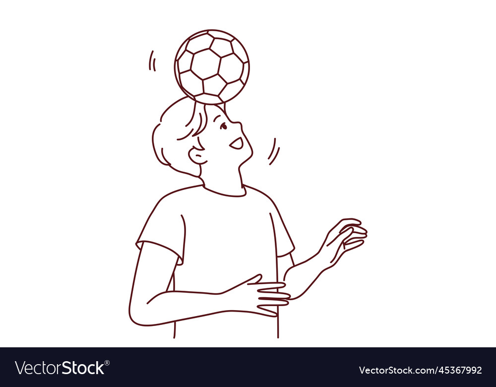 Happy man playing football