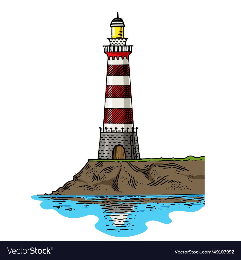 Lighthouse Engraving Style Royalty Free Vector Image 4442