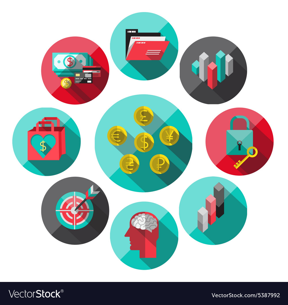Money flat icon set for web and mobile application