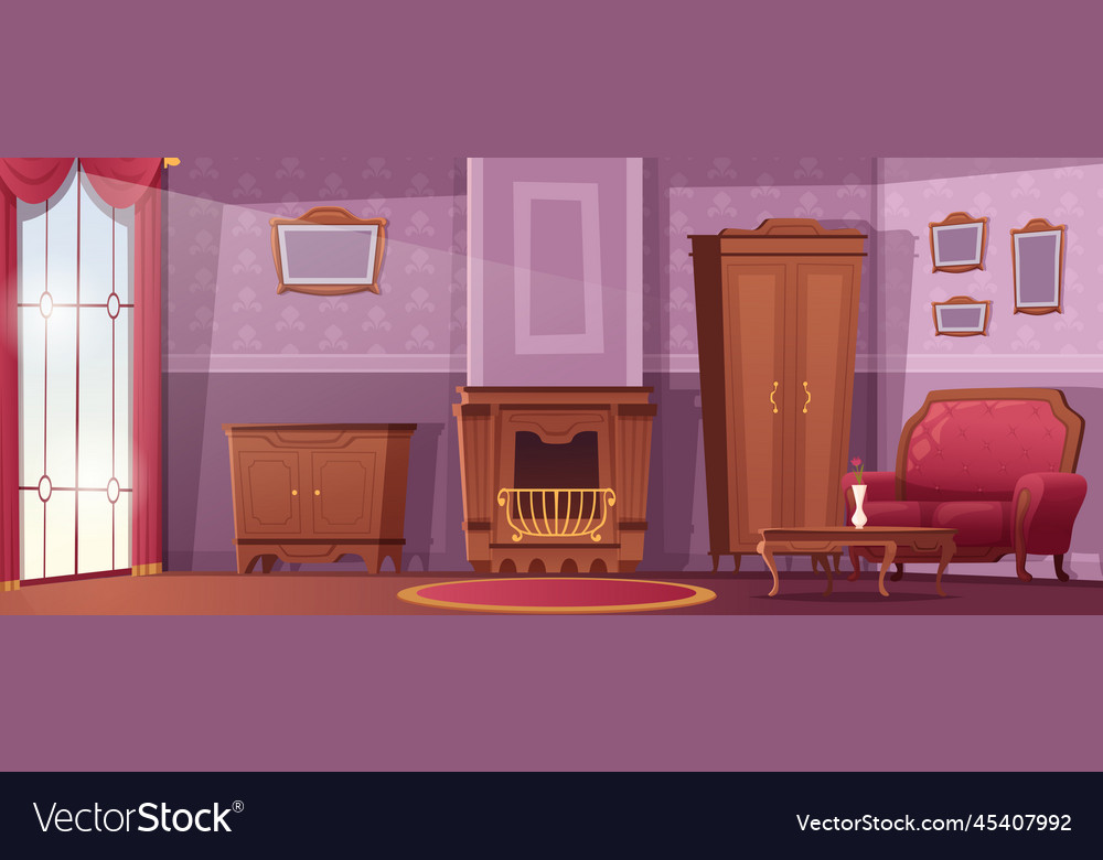 Old style interior vintage furniture in living Vector Image