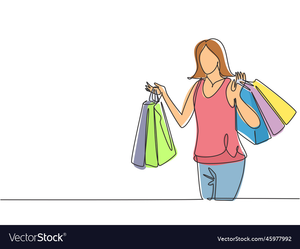One Continuous Line Drawing Young Happy Beauty Vector Image One Continuous Line Drawing Young Happy Beauty Vector Image