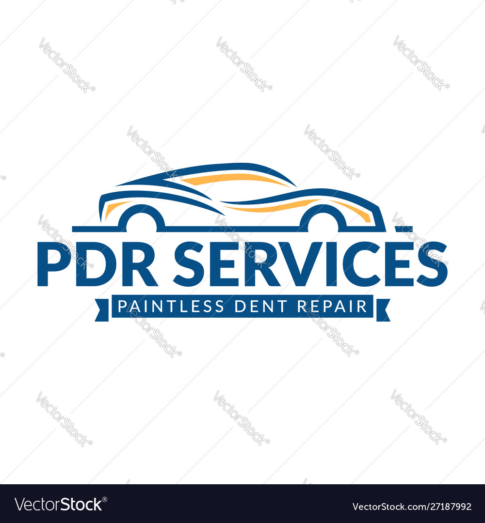 Paintless dent repair logo pdr service Royalty Free Vector