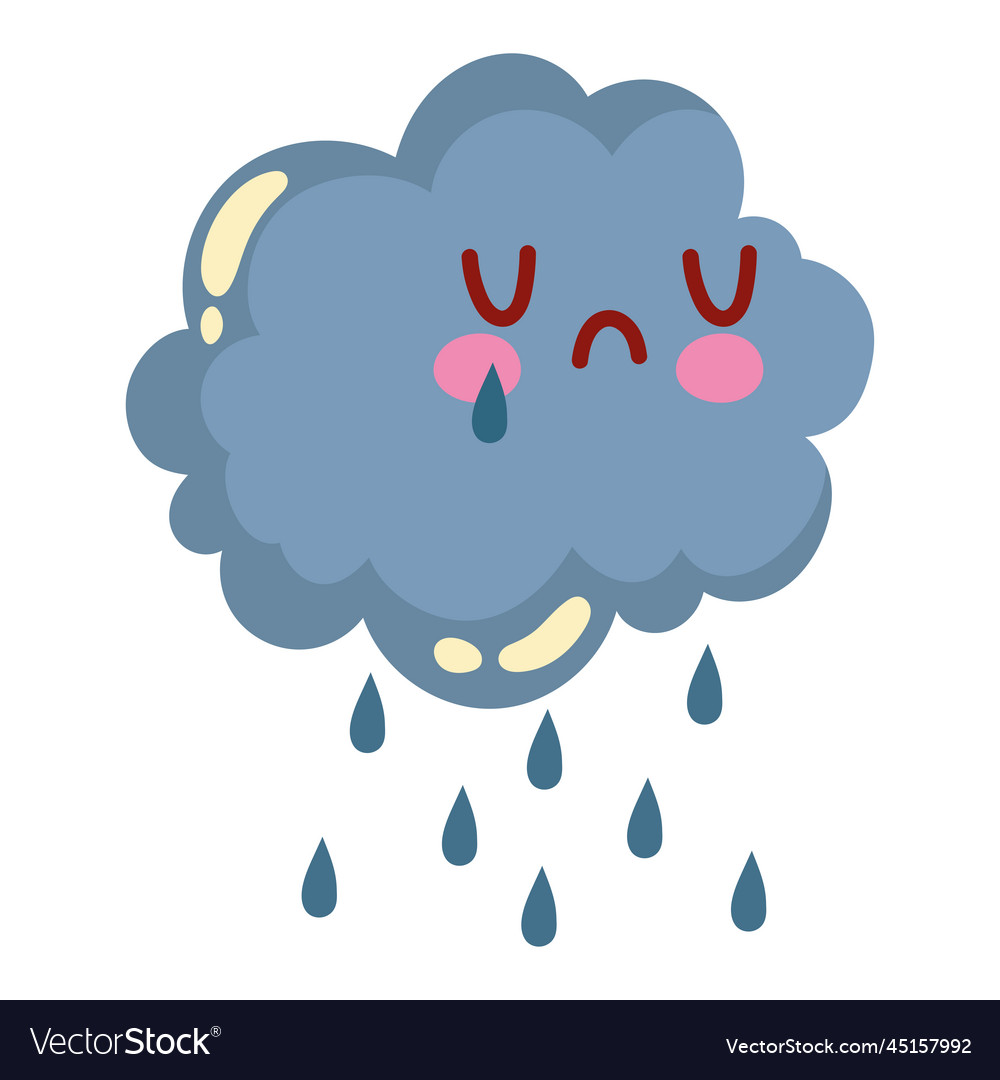 Rainy cloud kawaii weather Royalty Free Vector Image