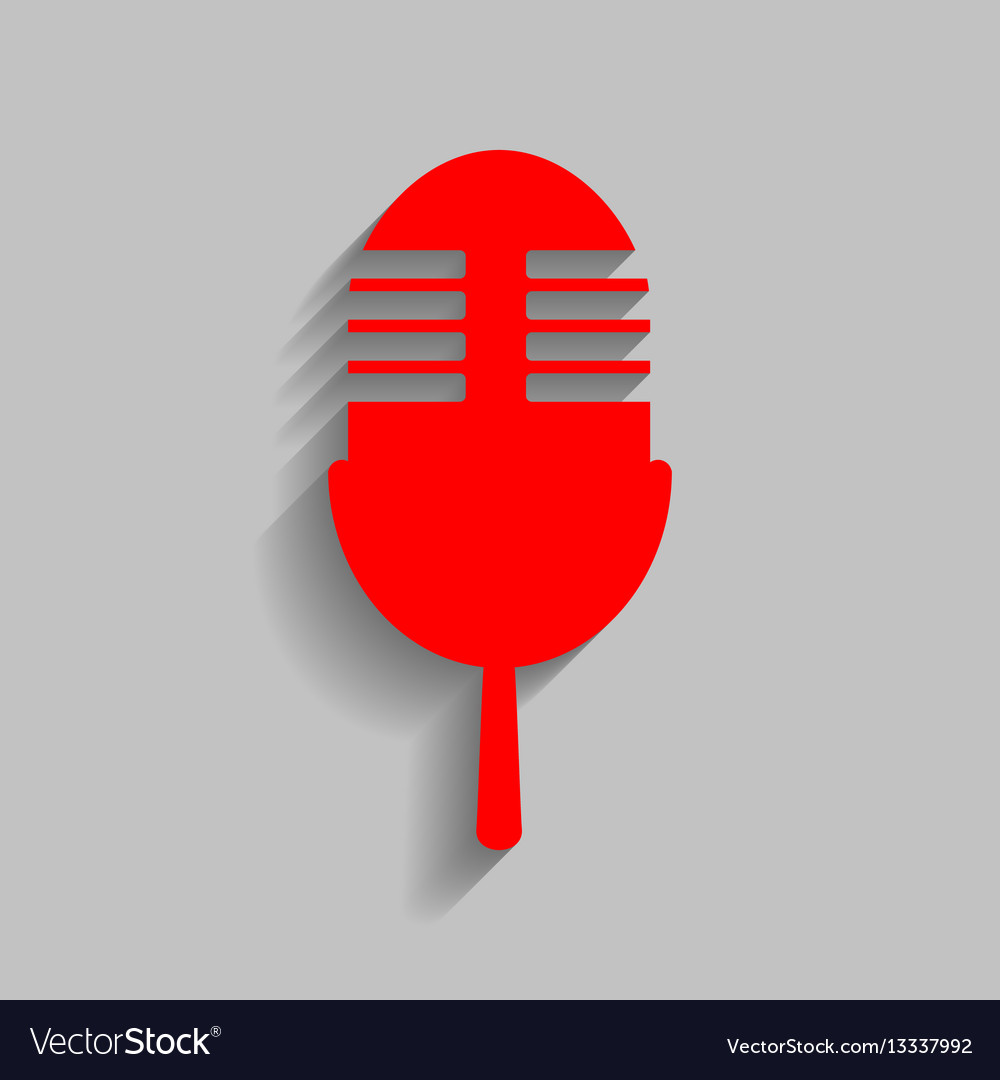 Retro microphone sign red icon with soft