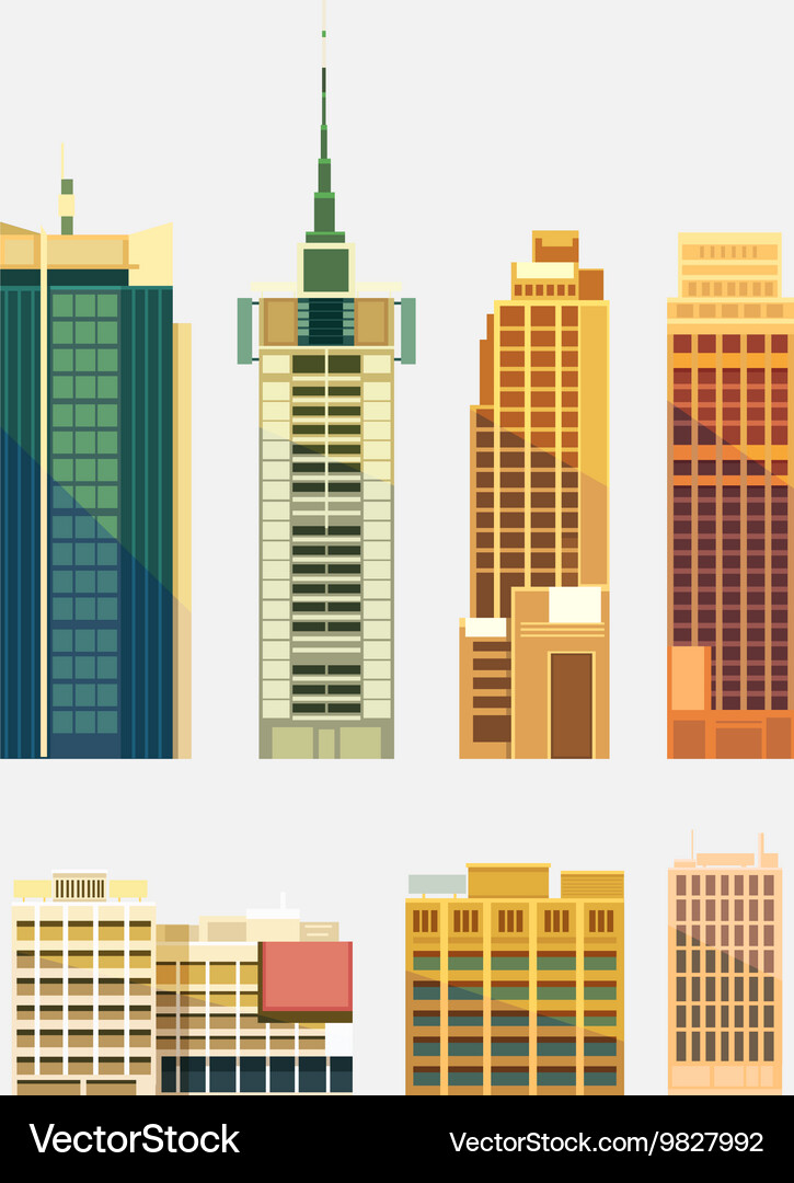 Set city buildings Royalty Free Vector Image - VectorStock
