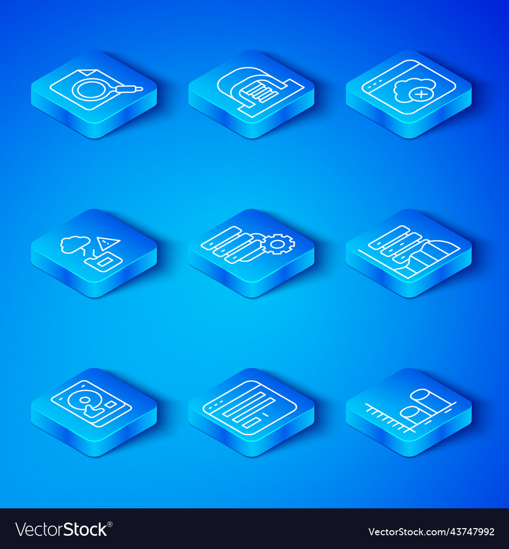 Set line hard disk drive hdd browser window vector image Set line hard disk drive hdd browser window