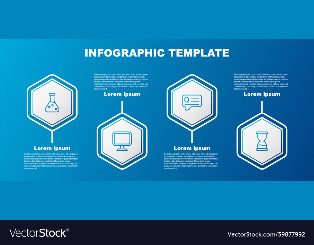 Set line test tube computer monitor speech vector image Set line test tube computer monitor speech