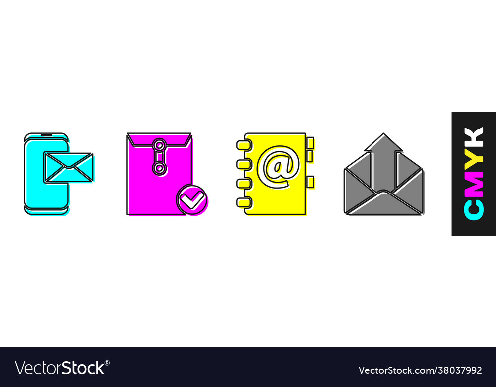 Set mobile and envelope check mark vector image Set mobile and envelope check mark