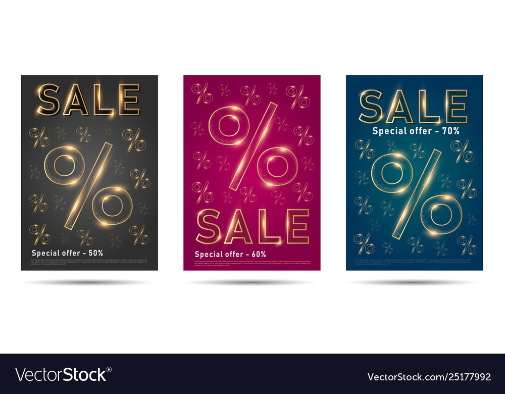 Set posters for sale with percent sign Royalty Free Vector