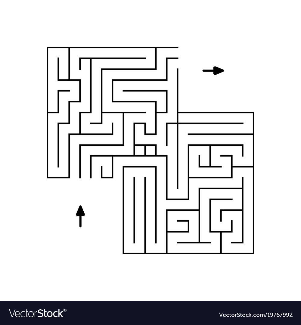 Simple labyrinth of black lines with two arrows