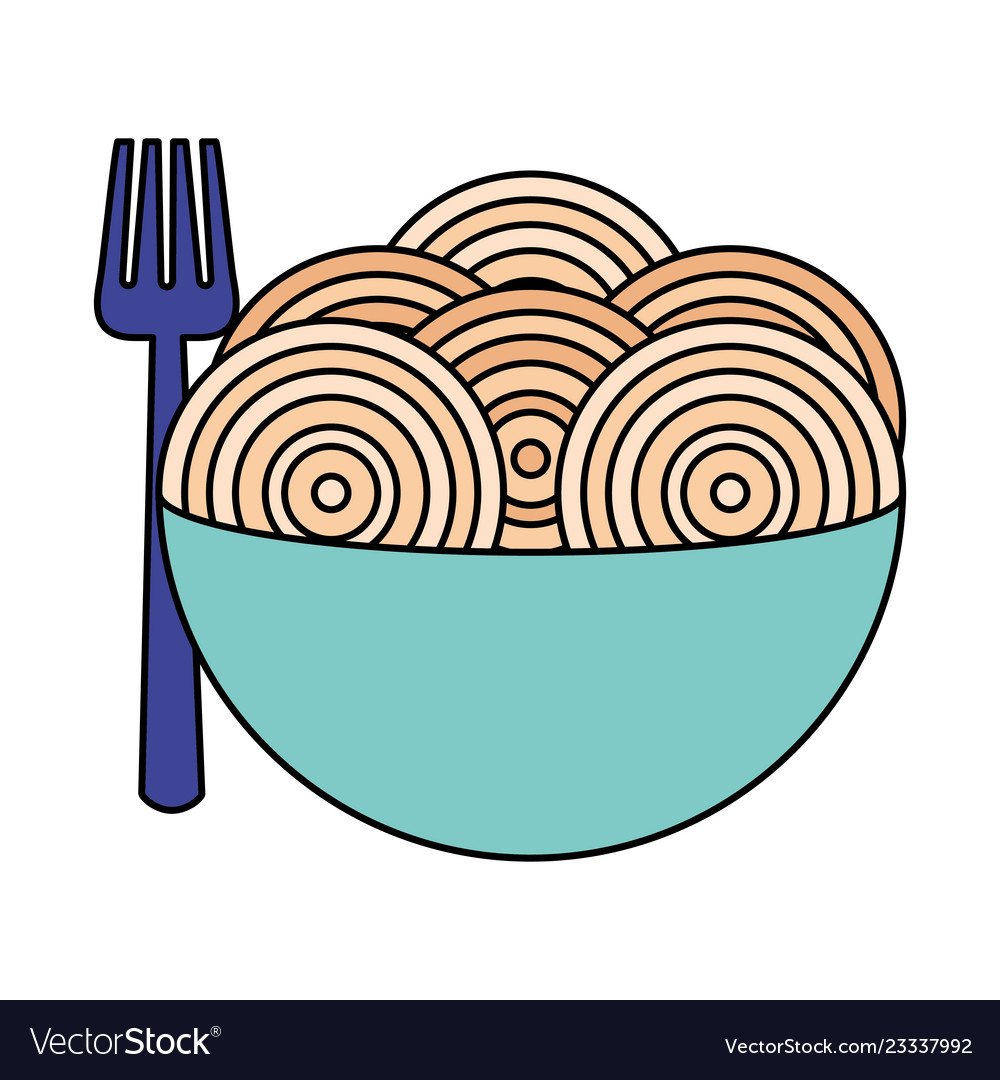 Spaghetti with fork on bowl