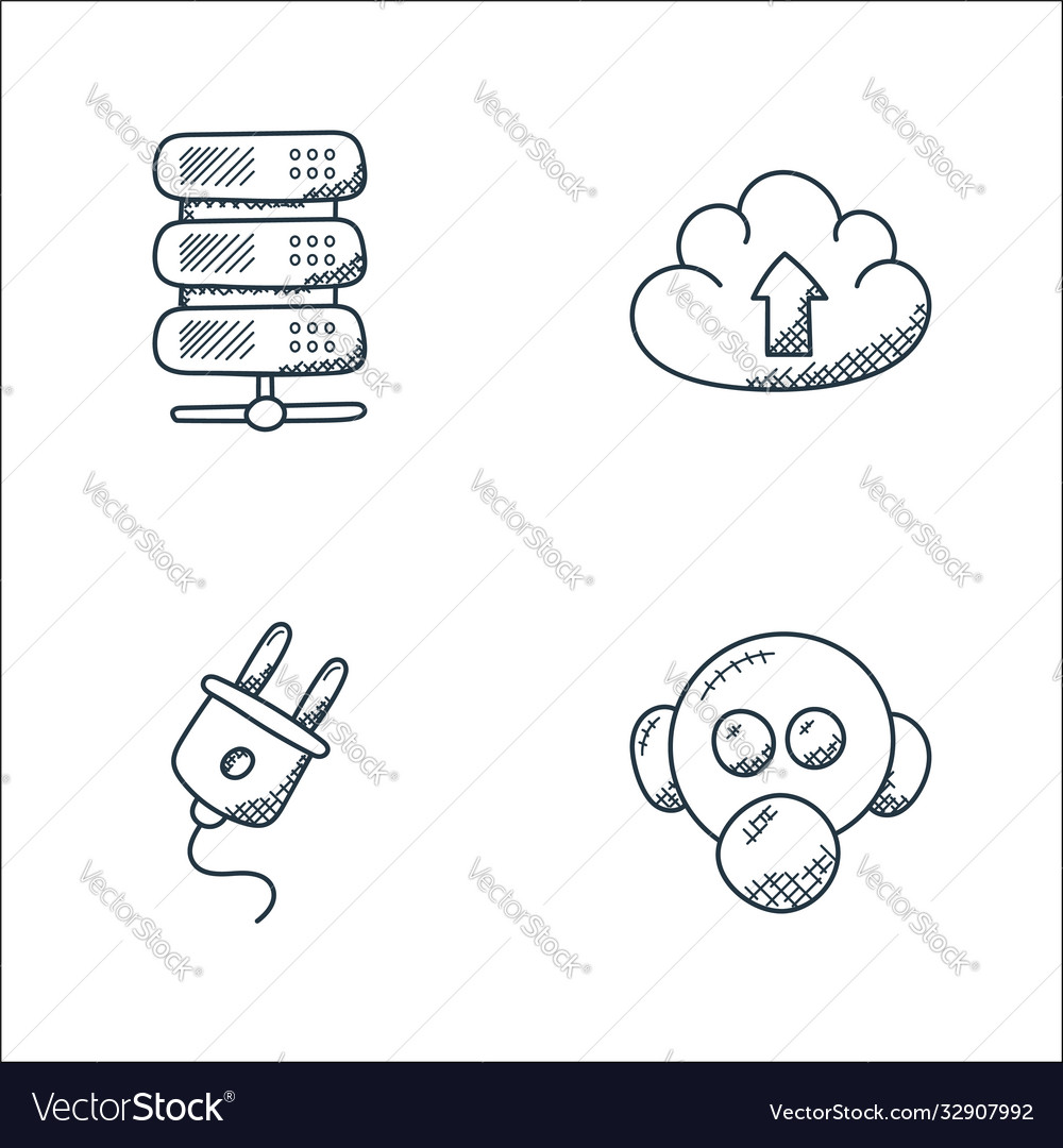 Technology line icons linear set quality vector image Technology line icons linear set quality