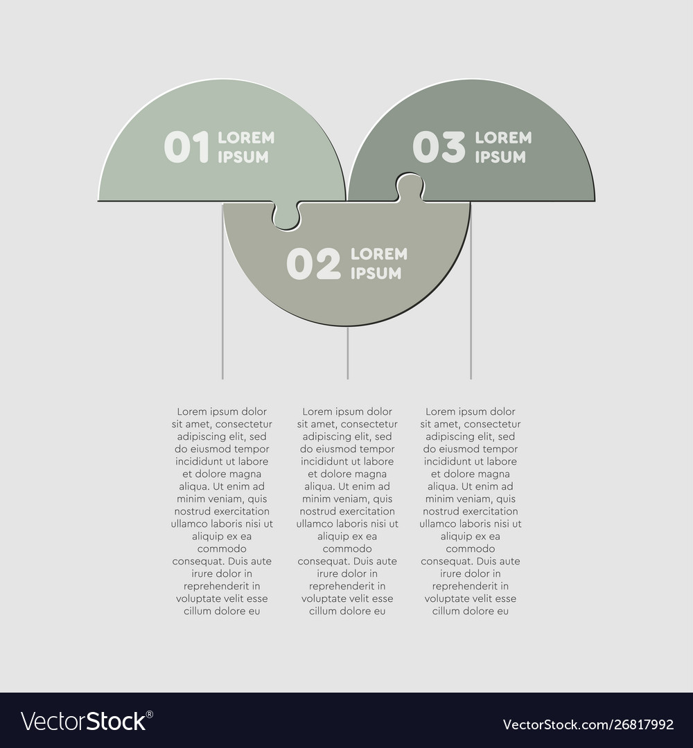 Drei Stück Puzzle Halbkreise Linie Infografik