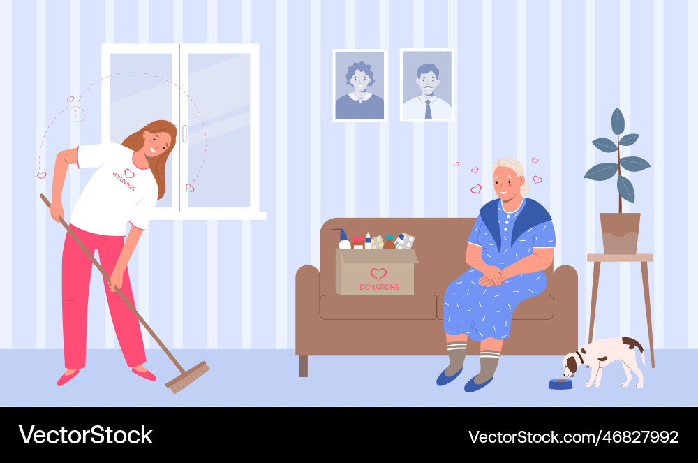 Volunteering flat concept Royalty Free Vector Image