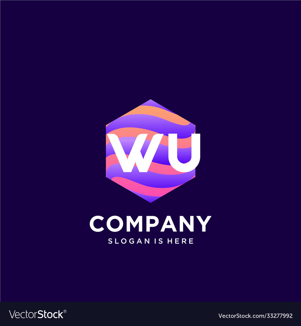 Wu initial logo with colorful template Vector Image Wu initial logo with colorful template