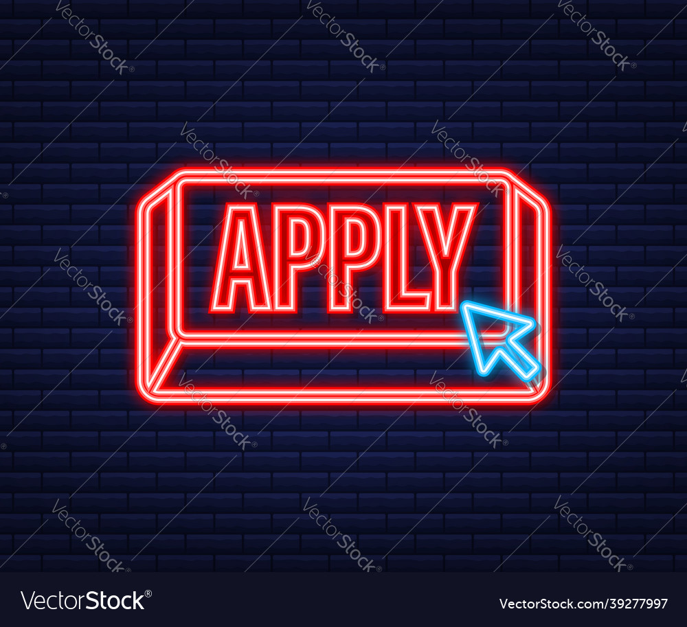 Apply with cursor button internet neon icon