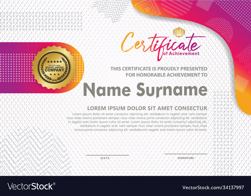 Certificate template with texture modern pattern