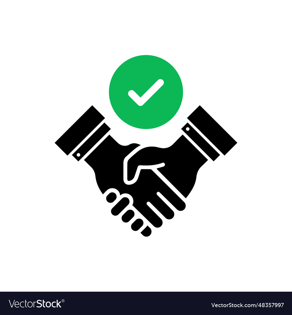 Commitment with black handshake or shakehand icon