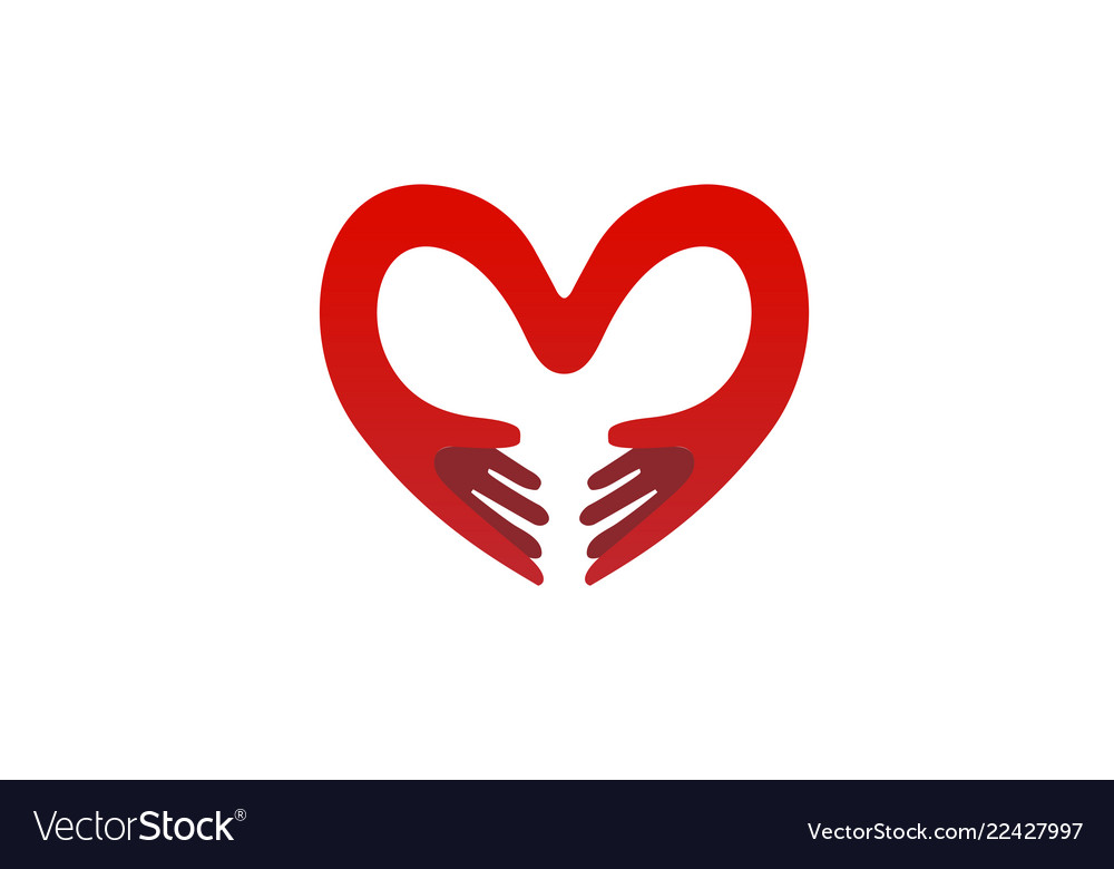 Creative hands and heart symbol logo Royalty Free Vector