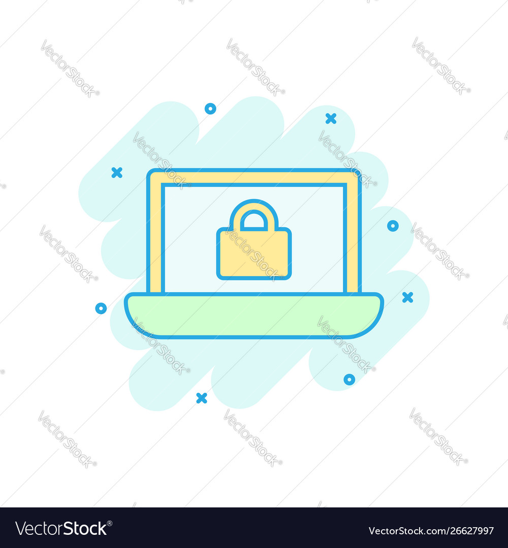 Cyber security icon in comic style padlock locked