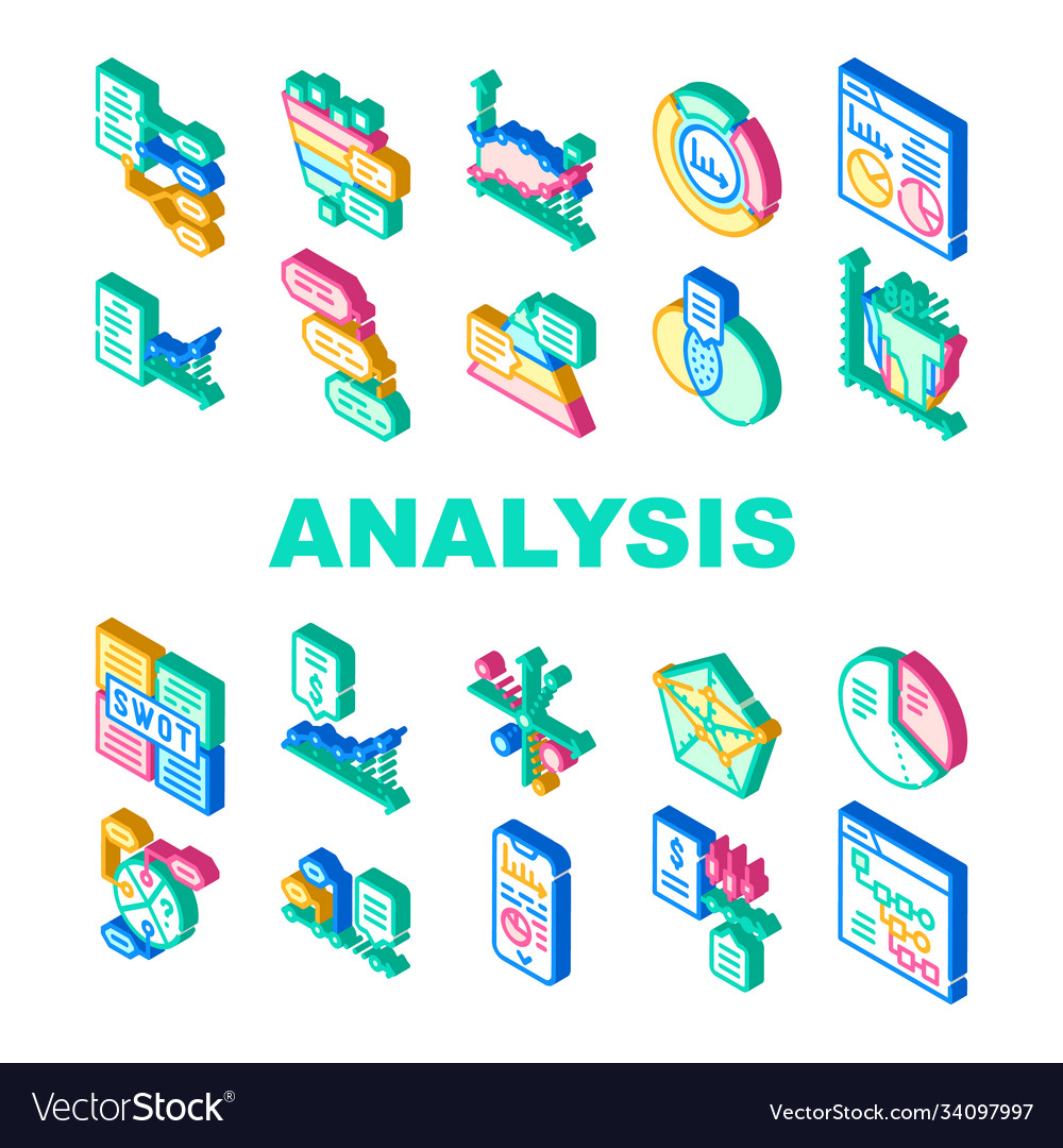 Data analysis diagram collection icons set