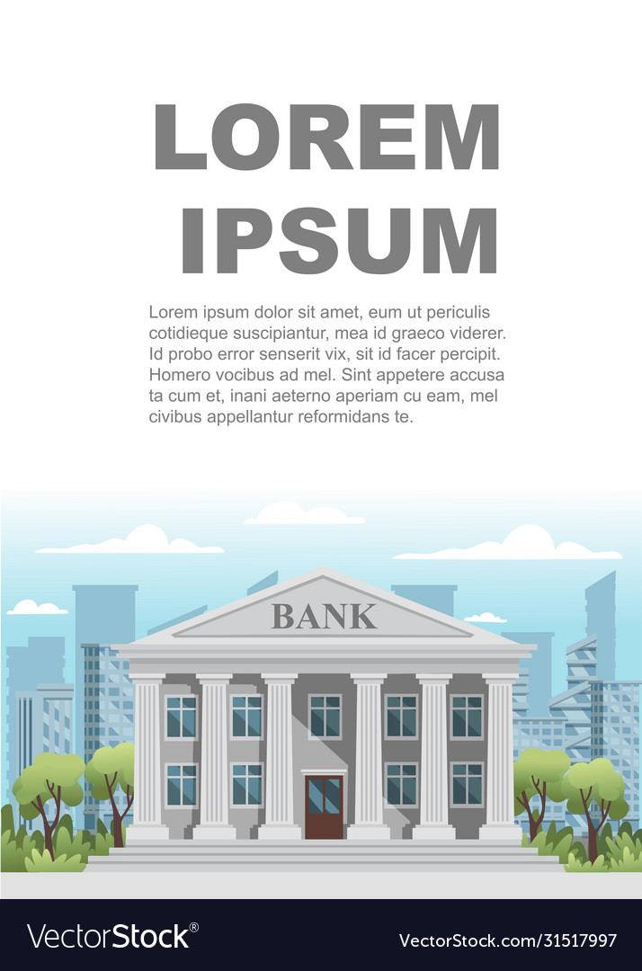 Flat design retro bank building with columns vector image Flat design retro bank building with columns