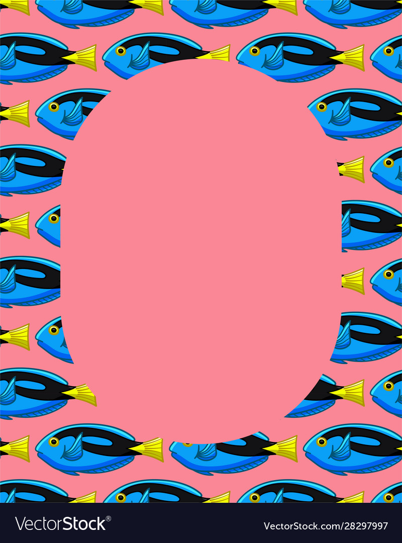 Frame with surgeonfish pattern on pink background vector image Frame with surgeonfish pattern on pink background