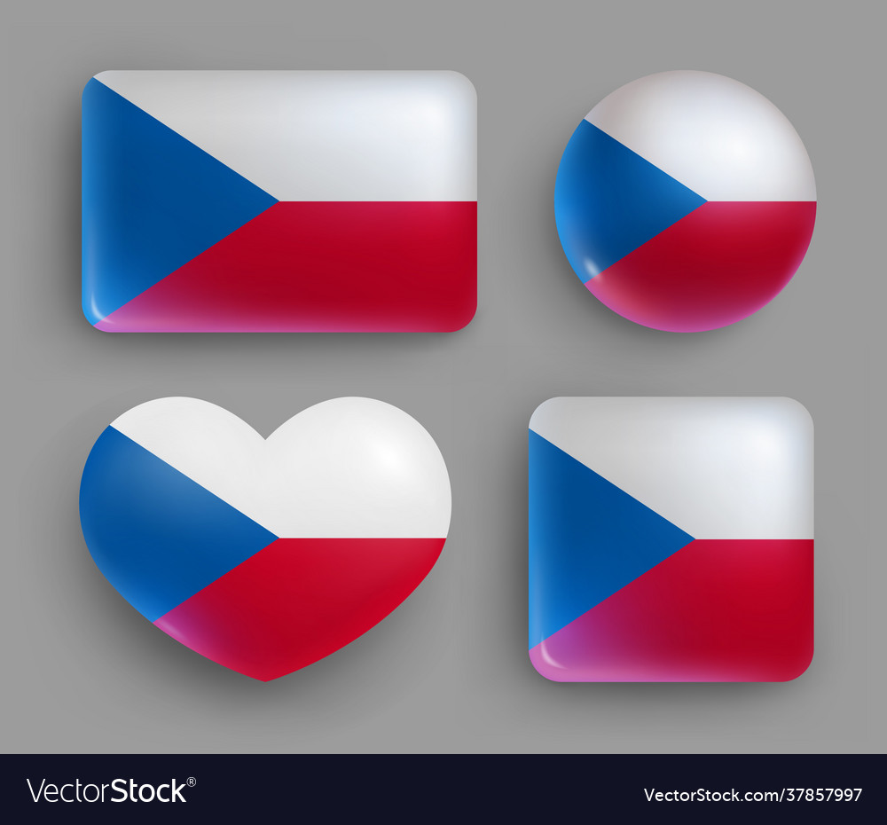 Glossy buttons with czech country flags set Vector Image