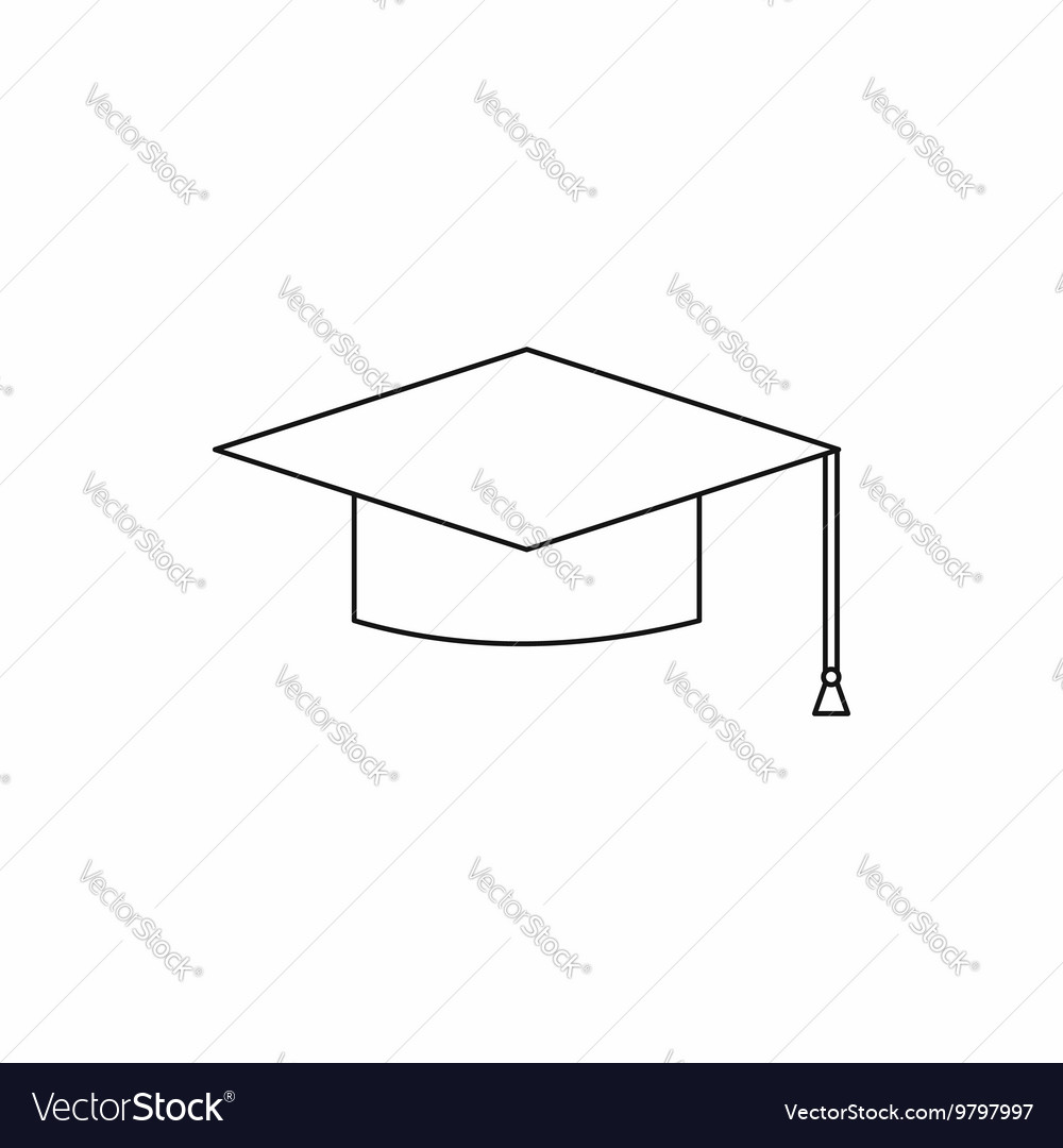 Download Graduation Cap Icon Outline Style Royalty Free Vector Image