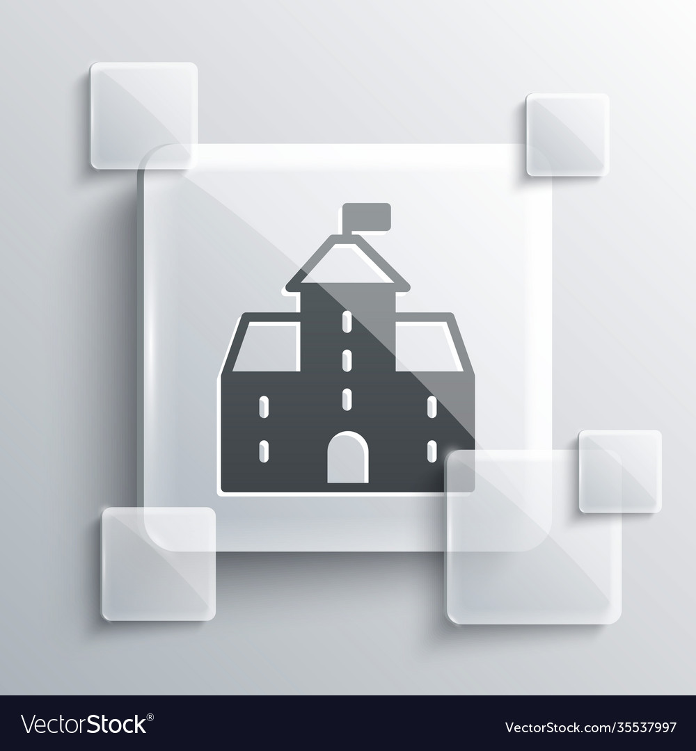 Grey castle icon isolated on background