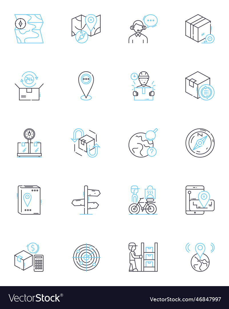 Guide map linear icons set navigation compass Vector Image Guide map linear icons set navigation compass