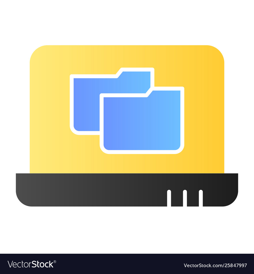 Laptop folder flat icon file on notebook