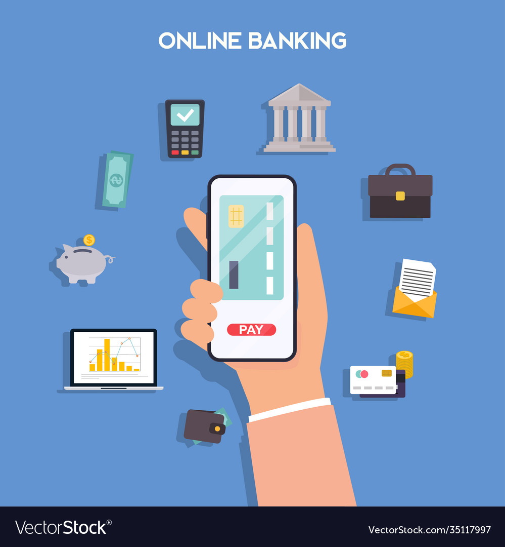 Mobile payment and banking concept hands Vector Image