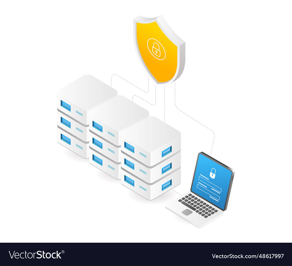 Server Datensicherheit Computernetzwerk vector image Server Datensicherheit Computernetzwerk