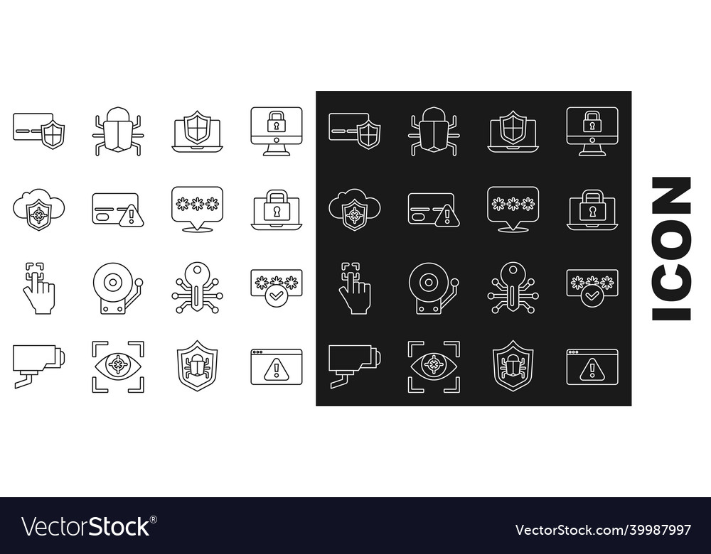 Set line browser with exclamation mark password vector image Set line browser with exclamation mark password