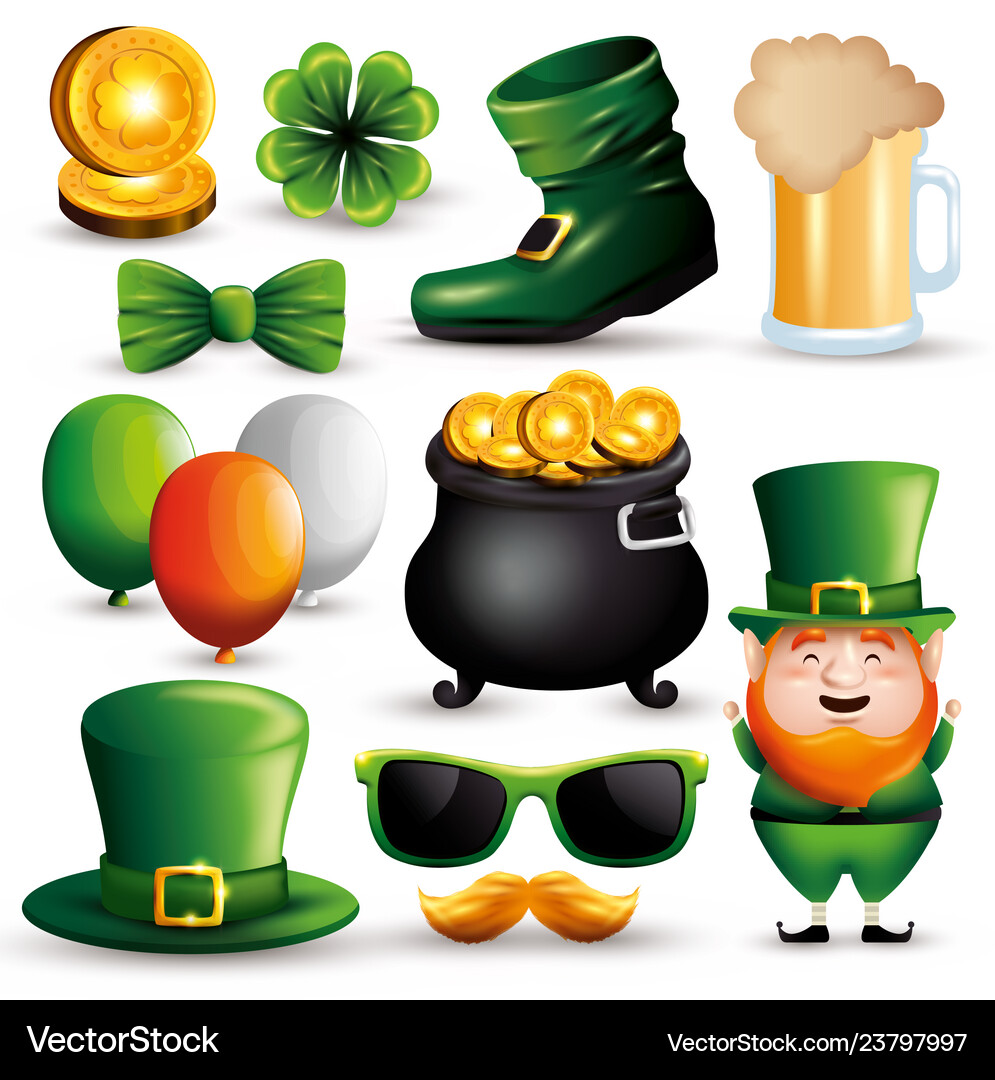 Set st patrick event decoration Royalty Free Vector Image