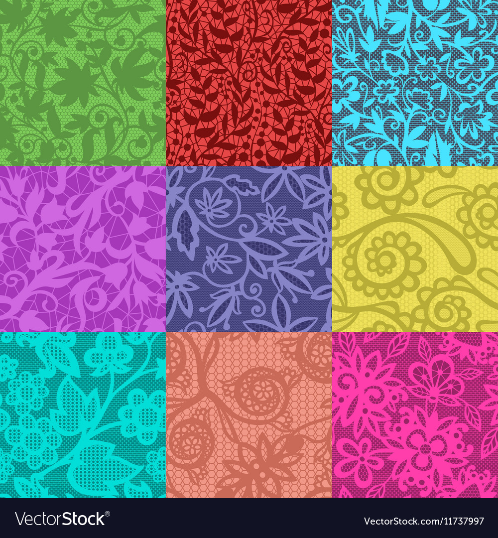 Vintage floral seamless pattern set