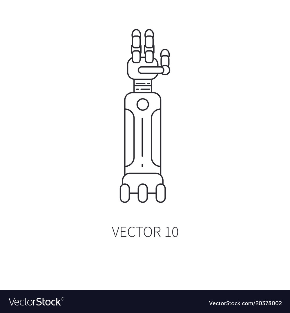 Bionic robot arm prosthesis line icon