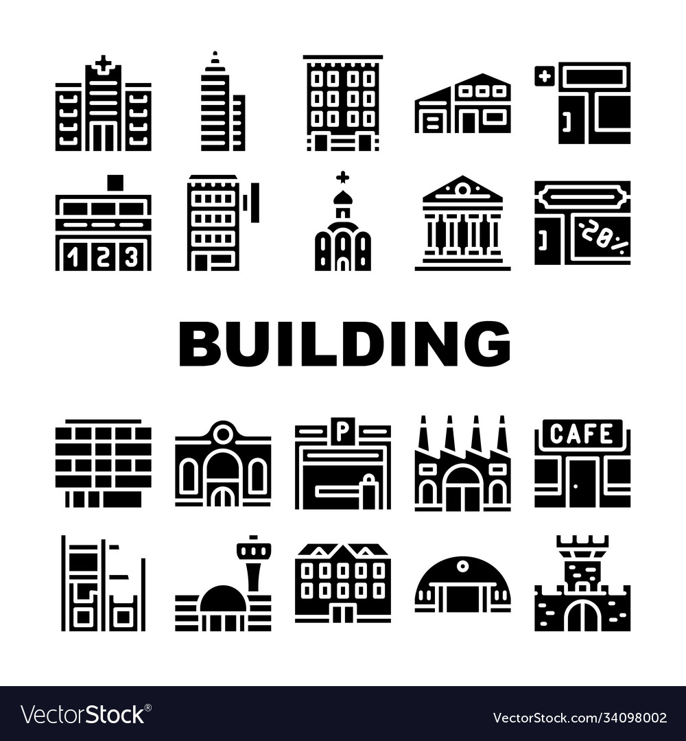 Building architecture collection icons set Vector Image Building architecture collection icons set