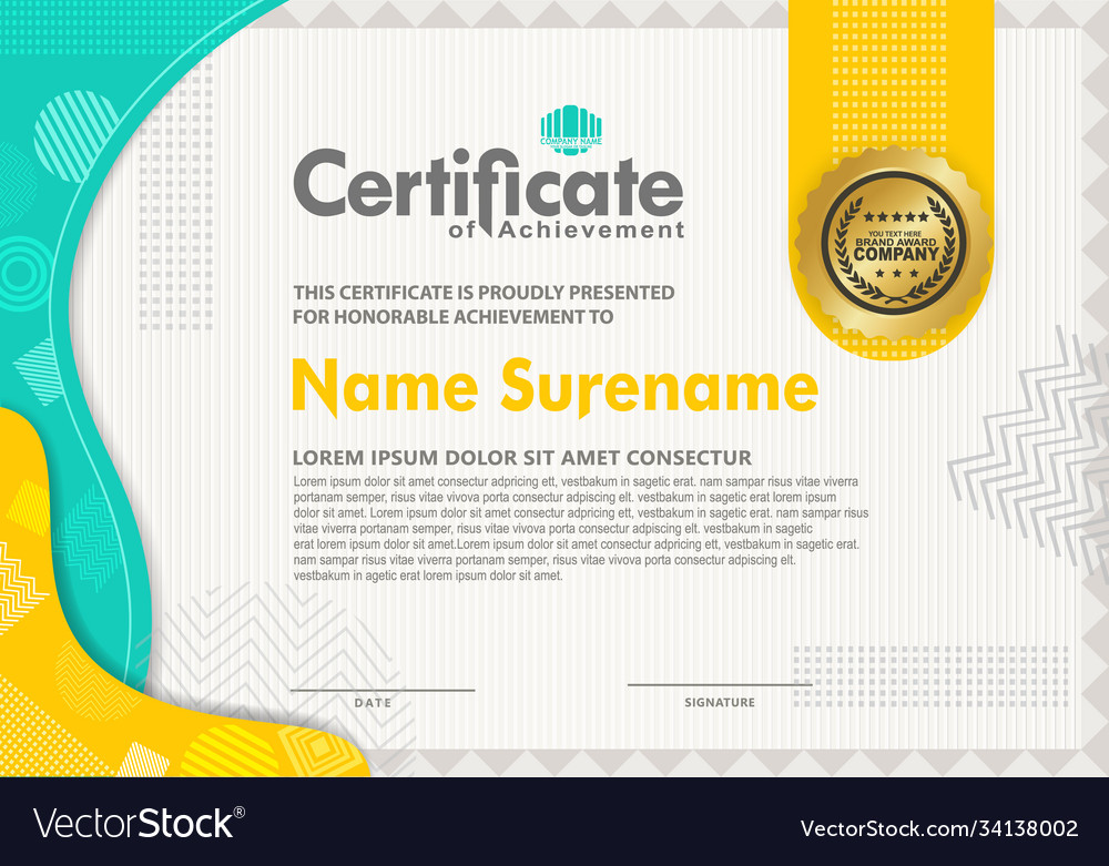 Certificate template with texture modern pattern vector image Certificate template with texture modern pattern