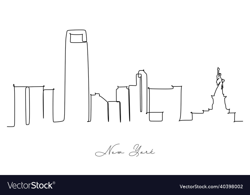 Continuous line drawing of new york city usa Vector Image