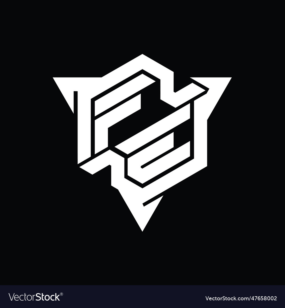 Fe logo monogram hexagon shape with triangle