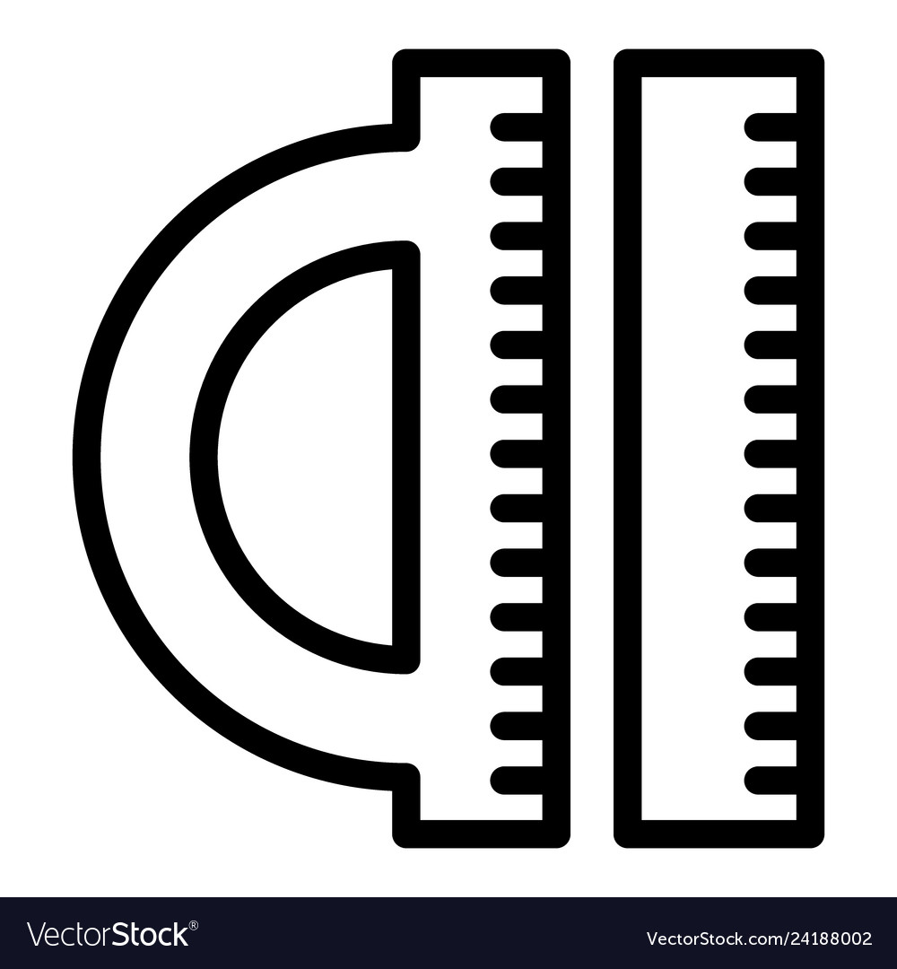 Geometry ruler line icon protractor vector image Geometry ruler line icon protractor