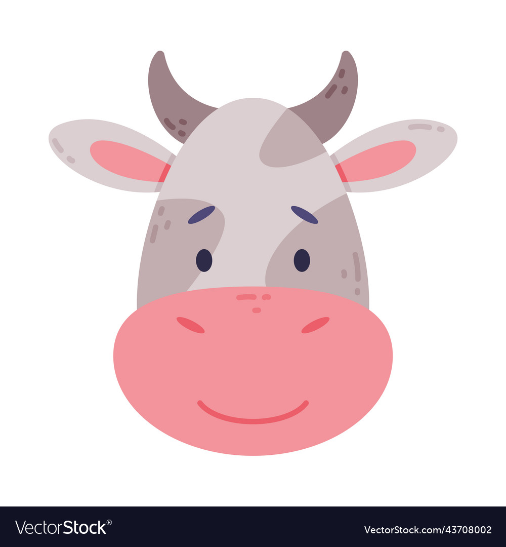 Head of calf cute domestic animal nursery Vector Image