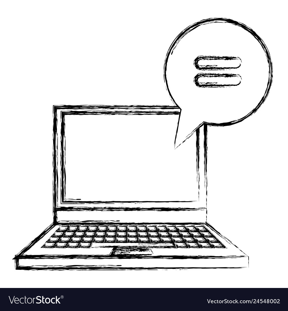 Laptop computer with speech bubble